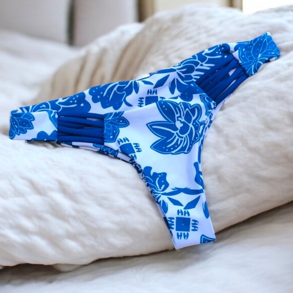 blue and white Bottom bikini bottom
